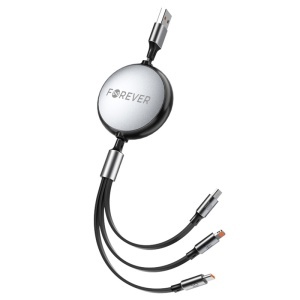 CABLU 3IN1 USB - LIGHTNING + 2 X USB-C 1.2M - NEGRU - Img 5
