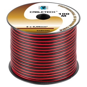 CABLU DIFUZOR CUPRU 2X0.50MM ROSU/NEGRU 100M - Img 1
