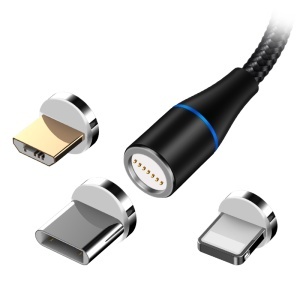 CABLU MAGNETIC 3IN1 USB-C/LIGHTNING/MICRO USB 1M 3A - NEGRU - Img 2