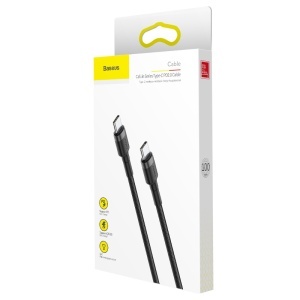 CABLU USB TIP C - TIP C PD 2.0 60W 3A 1M BASEUS - GRI/NEGRU - Img 8
