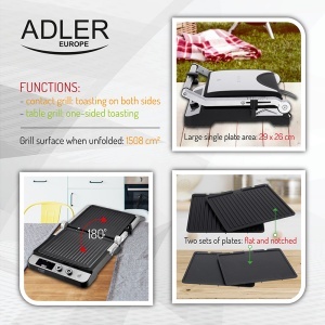 GRILL ELECTRIC 2 IN 1 3000W AD 3059 ADLER - Img 6