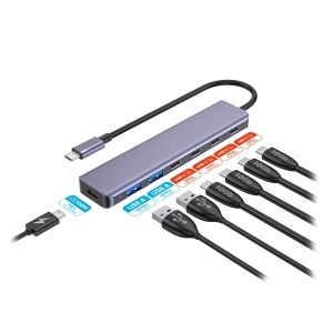HUB 7 IN 1 10GBS PD 100W ALUMINIU PLATINET - Img 5