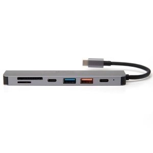 HUB 7 IN 1 USB-C PD 100W ALUMINIU PLATINET - Img 4