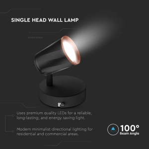 LAMPA LED MONTAJ PERETE 6W 4000K ALB NEUTRU - NEGRU - Img 5