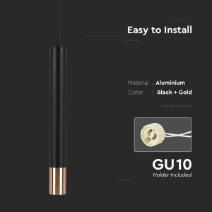 PENDUL CU SOCLU GU10 60X500MM - NEGRU/AURIU - Img 7