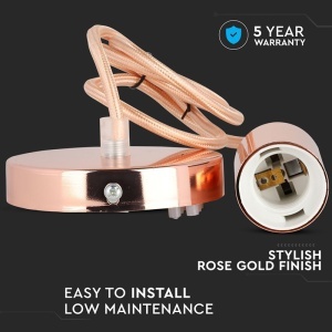 PENDUL TAVAN SOCLU E27 METAL GOLD ROSE - Img 7