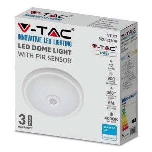 PLAFONIERA LED 12W IP20 SENZOR DE MISCARE 6400K ALB RECE - Img 11