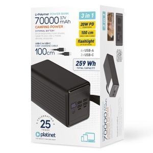 POWER BANK 70000MAH PD 20W 4 USB-A / 2 USB-C PLATINET - Img 5