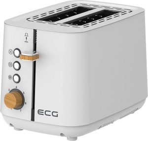 Prajitor de paine ECG ST 2768 Timber White, 925 W, 2 felii, 7 trepte, otel inoxidabil, elemente din lemn, alb - Img 1