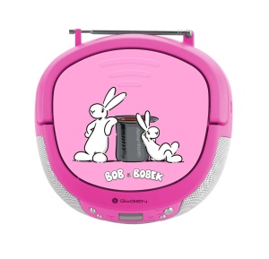 Radio CD pentru copii GoGEN BOB AND BOBEK, 2 x 0,8 W, Bluetooth, karaoke, microfon, MP 3, USB, AUX in, roz - Img 3