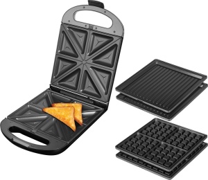 Sandwich maker grill ECG S 4310, 1200 W, 3 tipuri de placi interschimbabile 23 x 23 cm, unghi deschidere 105° - Img 7