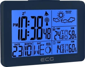 Statie meteo interior-exterior ECG MS 200 Grey, senzor extern fara fir, LCD, ceas, alarma - Img 3