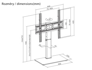 Suport TV tip Stand de masa/birou GoGEN, 32"-65" (80-165 cm), 40 kg, negru - Img 2