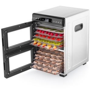 Uscator de fructe ETA Vital Air Dual ETA3302 90000, 1100W, 2 zone independente, 12 site inox, 35-80°C, negru