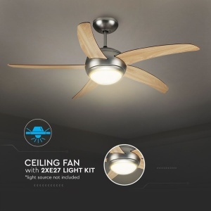 VENTILATOR TAVAN 60W CU ILUMINAT - ARGINTIU/LEMN - Img 7