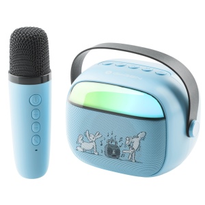 Boxa portabila pentru copii GoGEN BOB si BOBEK PARTY, 3.2 W, USB, Micro SD, microfon fara fir, 3.7V/1200mAh, albastru - Img 1