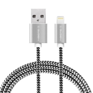 Cablu de incarcare si transfer de date GoGEN, USB la Lightning, 2 metri, impletitura textila, argintiu - Img 3