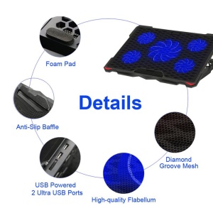 COOLING PAD LAPTOP 5 FANS 2 USB PLATINET - Img 5