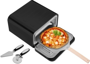 Cuptor electric pentru pizza ECG FORZA 4600 Pizza Nero, 1700W, temperatura maxima 450°C, piatra refractara 32 cm, timer, negru - Img 9