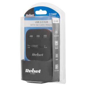 HUB 3X USB 2.0 SI CITITOR CARD SD/MICROSD REBEL - Img 4