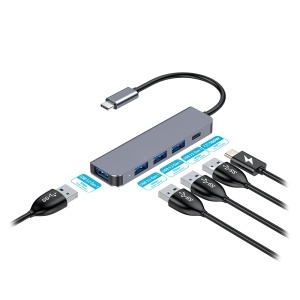 HUB 5 IN 1 USB-C PD 100W ALUMINIU PLATINET - Img 5
