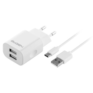 Incarcator de retea GoGEN ACH 205 CW, 2 x USB, 5V/2A, 10W, cablu USB-C 1m, alb - Img 1