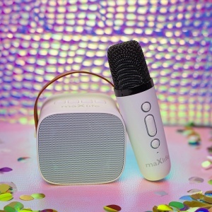 MINI BOXA KARAOKE CU MICROFON WIRELESS - ALB - Img 5