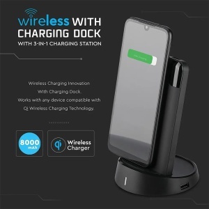 POWER BANK 8000MAH INCARCARE WIRELESS MODEL STAND - NEGRU - Img 4