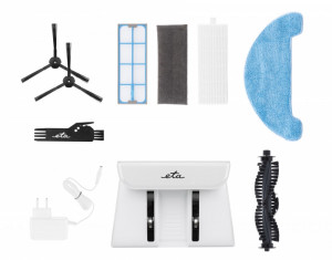 Robot aspirator cu mop ETA Aron 3512 90000, Wi-Fi, baterie Li-Ion 14.4 V, 300 ml, autoincarcare, navigare giroscopica, alb - Img 9