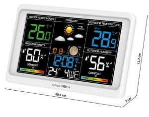 Statie meteo interior-exterior GoGEN ME 3350, senzor extern fara fir, LCD color, alb - Img 4