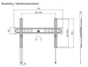 Suport TV fix de perete GoGEN Slim XL GOGTVWMSFIXXL, 37"-86" (94-218 cm), VESA, maxim 60 kg, profil slim, metal, negru - Img 4