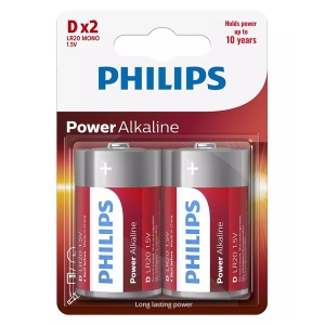 BATERIE POWER ALKALINE LR20 D BLISTER 2 BUC PHILIPS - Img 2