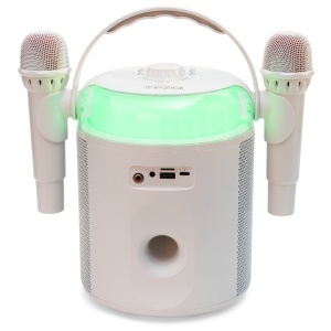 BOXA KARAOKE CU 2 MICROFOANE WIRELESS BT/USB/MSD/AUX - ALB - Img 5