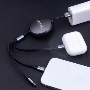CABLU 3IN1 USB - LIGHTNING + 2 X USB-C 1.2M - NEGRU - Img 9