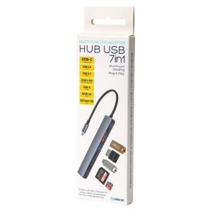 HUB 7 IN 1 USB-C PD 100W ALUMINIU PLATINET - Img 8