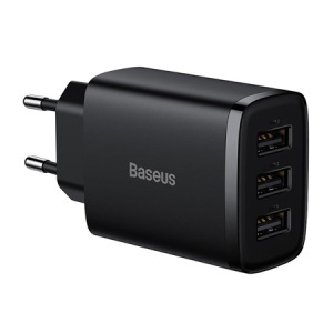 INCARCATOR RETEA 3XUSB FAST CHARGING 17W BASEUS - NEGRU - Img 1