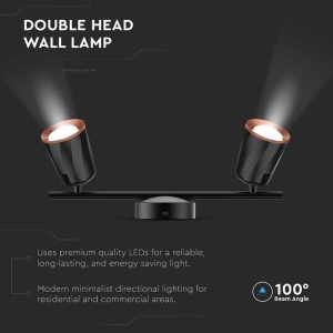 LAMPA LED MONTAJ PERETE 2X6W 4000K ALB NEUTRU - NEGRU - Img 7