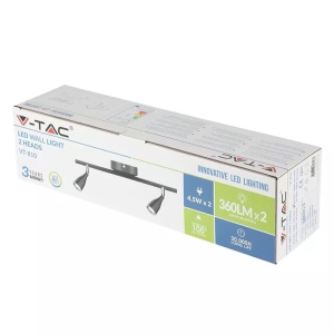 LAMPA LED MONTAJ PERETE 9W 3000K ALB CALD - NEGRU - Img 4