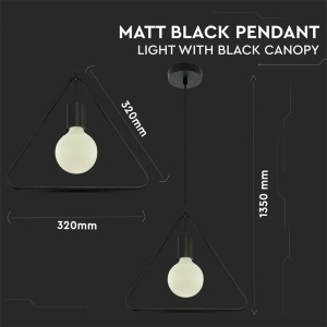 PENDUL TAVAN MAX E27 60W IP20 MODEL GEOMETRIC - NEGRU MAT - Img 3