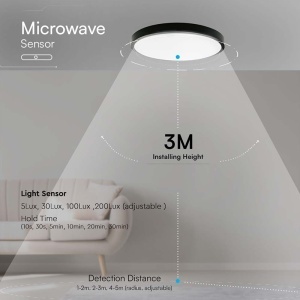 PLAFONIERA LED 18W IP44 CU SENZOR 4000K ALB NEUTRU - NEGRU - Img 9