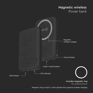POWER BANK 10000MAH CU INEL MAGNETIC INCARCARE WIRELESS - NEGRU - Img 12