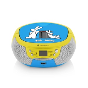 Radio CD pentru copii GoGEN BOB AND BOBEK, 2 x 0,8 W, Bluetooth, karaoke, microfon, MP 3, USB, AUX in, albastru - Img 4