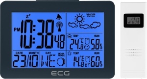 Statie meteo interior-exterior ECG MS 200 Grey, senzor extern fara fir, LCD, ceas, alarma - Img 4