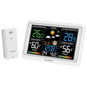 Statie meteo interior-exterior GoGEN ME 3350, senzor extern fara fir, LCD color, alb - Img 2