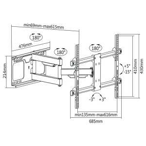 SUPORT TV DE PERETE 37-70 INCH CABLETECH - Img 5