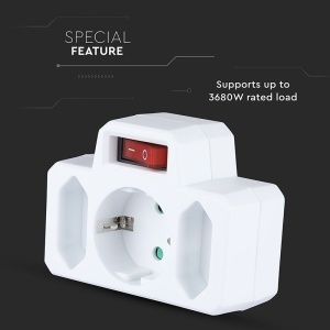 ADAPTOR 3 PRIZE CU INTRERUPATOR 2X2.5A SI 1X16A MAX 3680W - Img 6