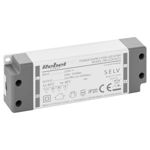 ALIMENTATOR BANDA LED IP20 12V 2.5A 30W REBEL