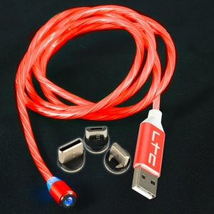 CABLU 1M 3IN1 TIP C/IPHONE/MICRO USB ILUMINAT LED ROSU - Img 3