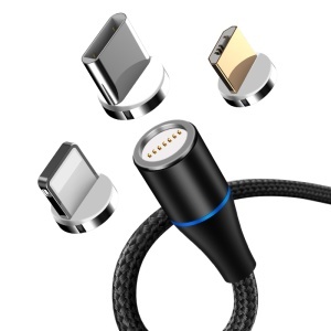 CABLU MAGNETIC 3IN1 USB-C/LIGHTNING/MICRO USB 1M 3A - NEGRU - Img 3