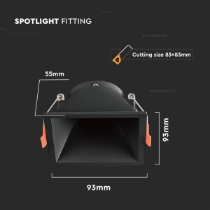 CORP SPOT GU10 PATRAT 93X93X55MM - NEGRU - Img 4